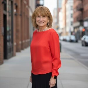 COS Vibrant coral/Red crepe silk long sleeve blouse size 4, minimalist top